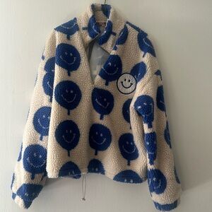 Bailey Rose Nikki Sherpa Pullover- Blue Size Large